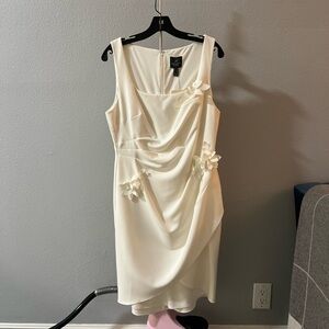 Adrianna Papell Sleeveless Crepe Midi Sheath Dress in Ivory - Size 12 - NWT